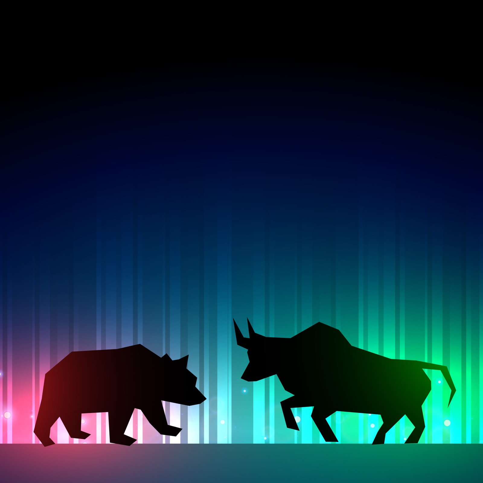 Stock market bull and bear illustration